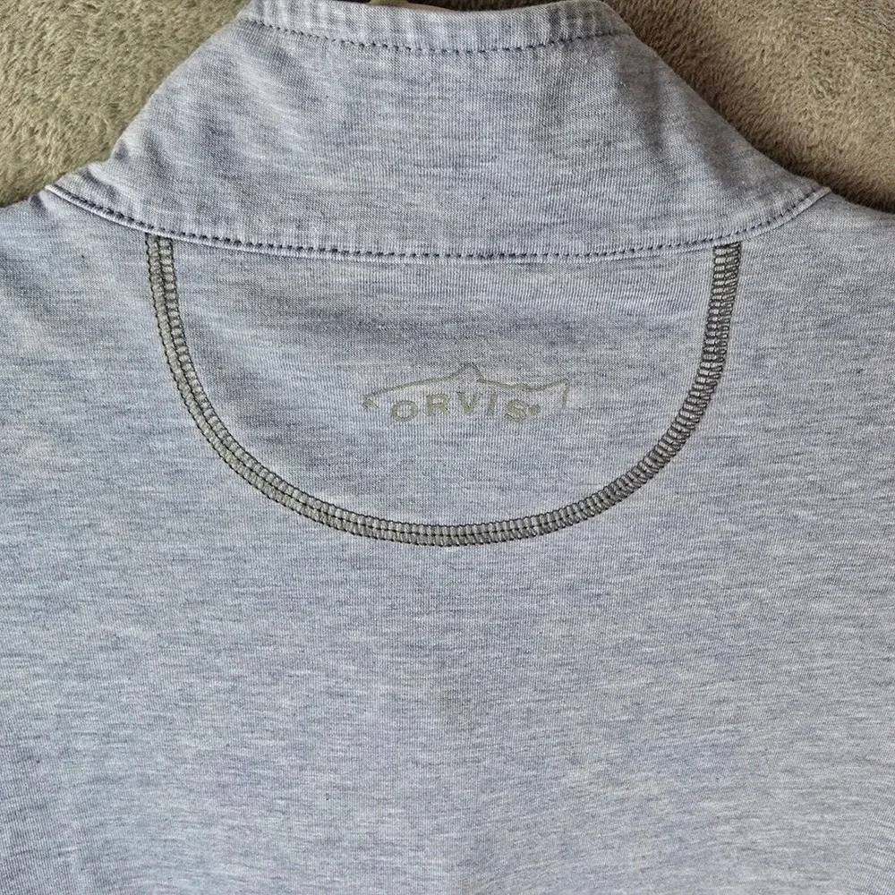 Orvis Trout Bum Mens XL Quarter Zip Pullover Light Blue Heather 1R47 Long Sleeve